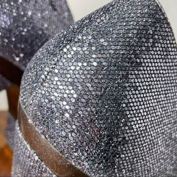 Promise Stiletto Platform Glitter Sparkly Steel Gray / Pewter High Heels Size 9 - Picture 13 of 15